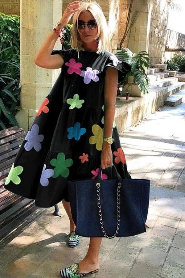 Zomerse Damesjurk met Bloemenprint en Losvallende Pasvorm