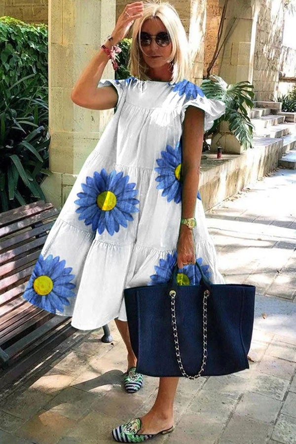 Zomerse Damesjurk met Bloemenprint en Losvallende Pasvorm