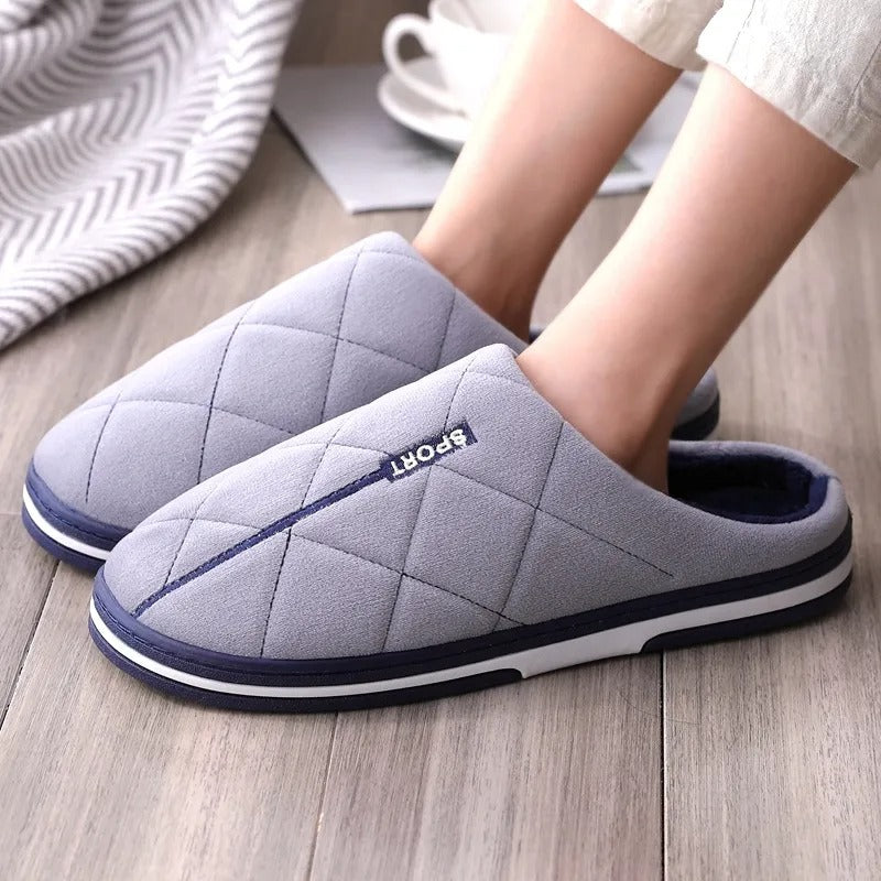 Men’s Blue Slippers with Thick Sole and Cozy Lining