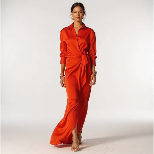 Elegante Wikkel Maxi-Jurk met Gedrapeerde Taille