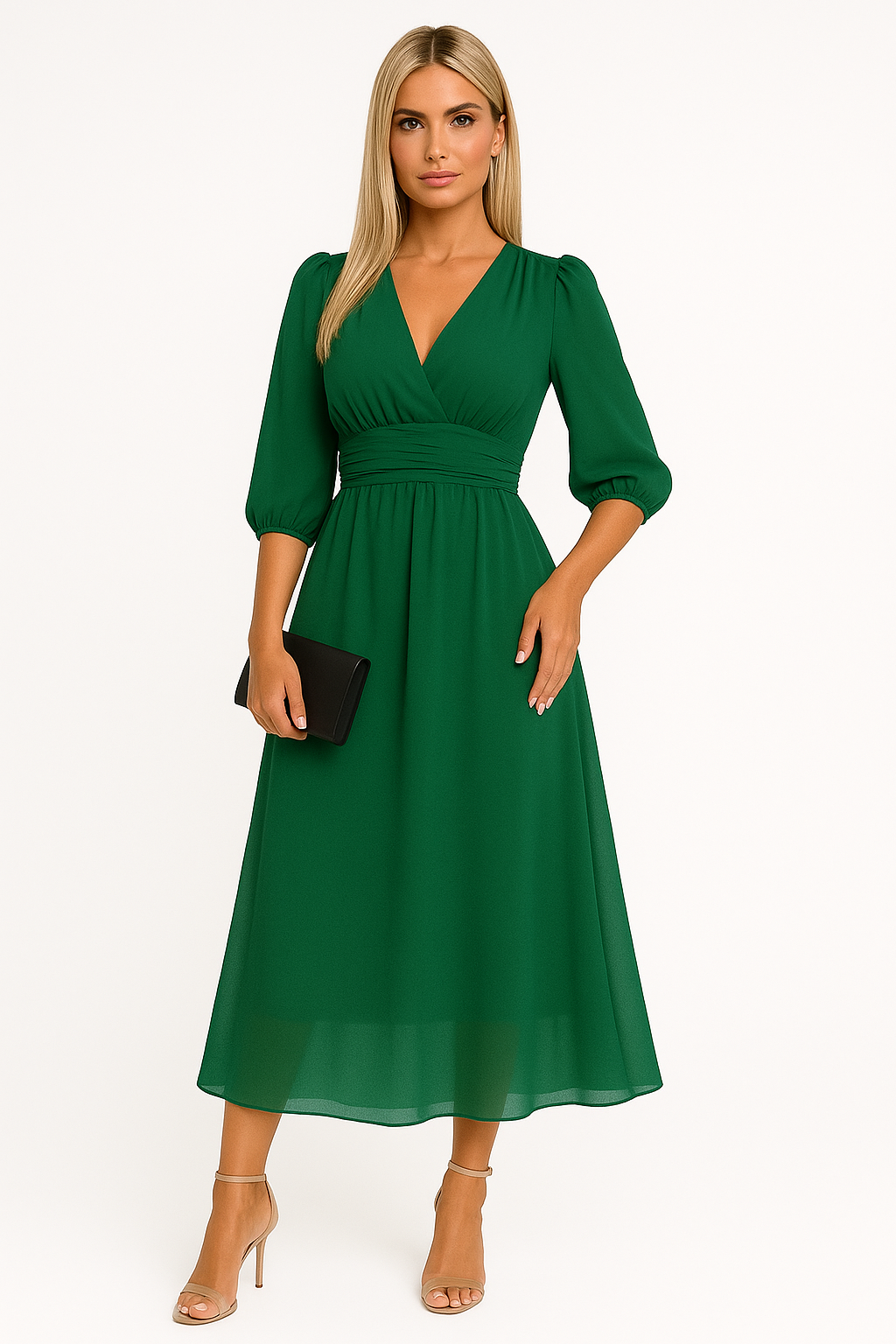 Chiffon zomerjurk met hoge hals