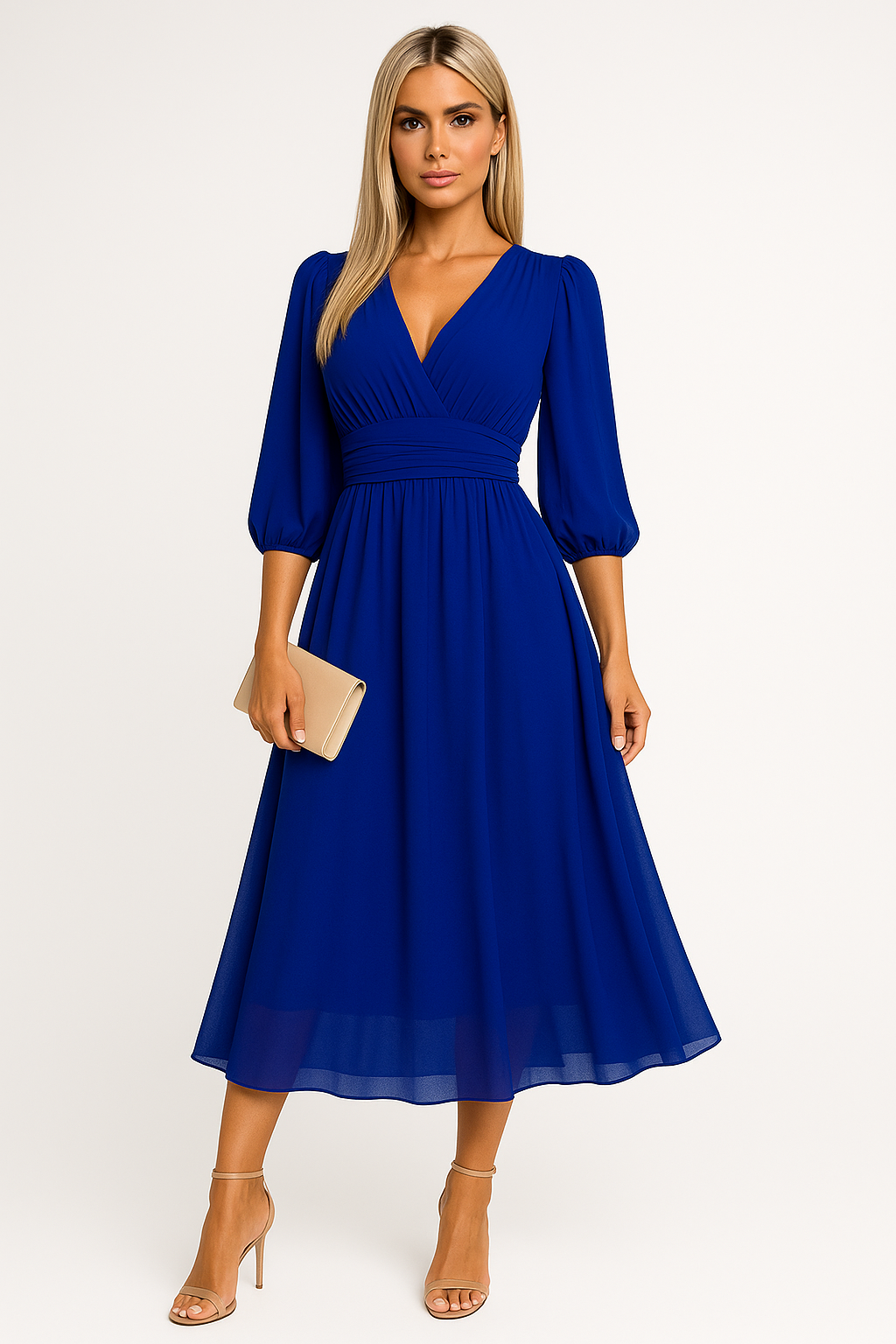 Chiffon zomerjurk met hoge hals