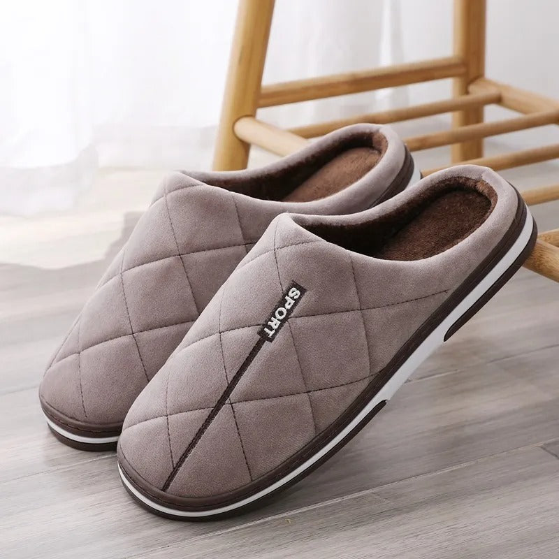 Men’s Blue Slippers with Thick Sole and Cozy Lining