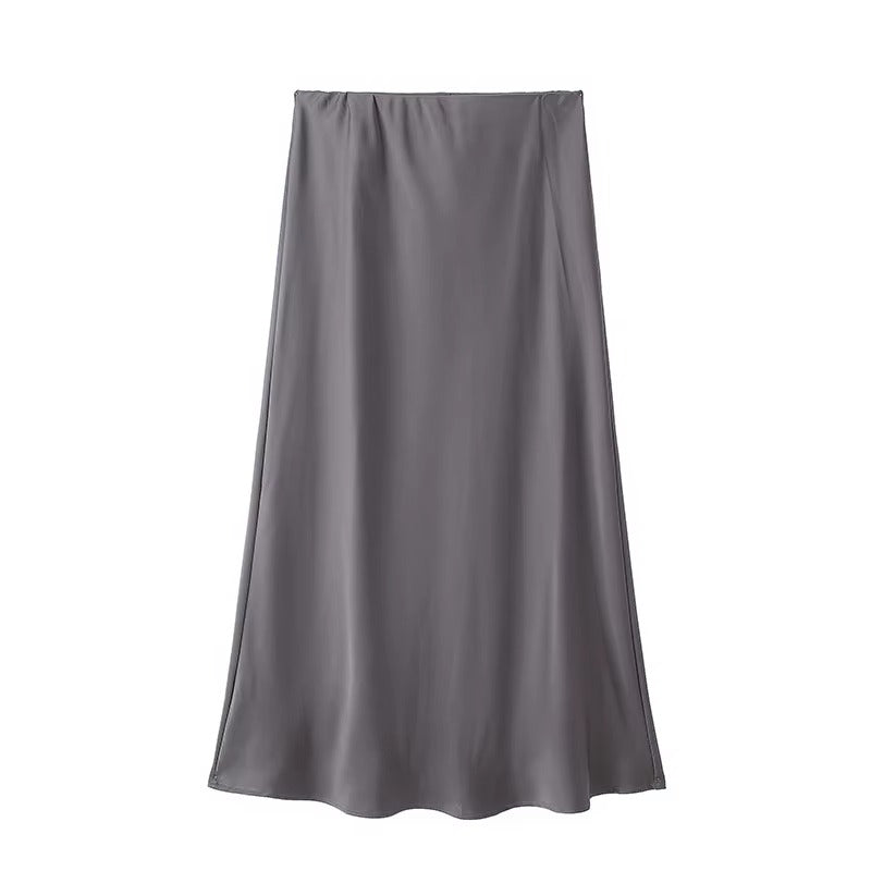 Glanzende A-lijn Midirok – Satijnlook & Comfort