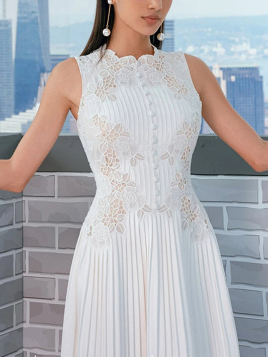 Women’s Summer Embroidered Dress with Pleats