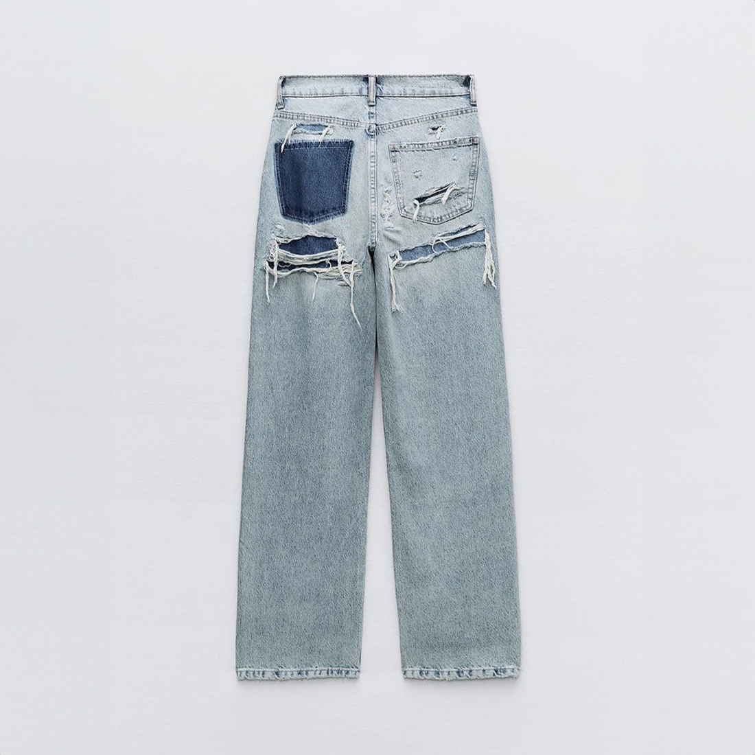 Vintage Straight Jeans met Geverfde Ripped Details voor Dames