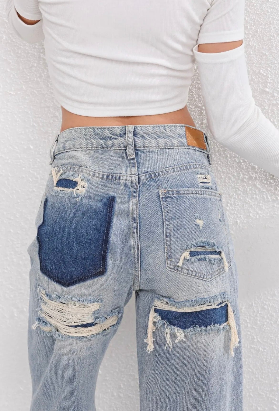 Vintage Straight Jeans met Geverfde Ripped Details voor Dames