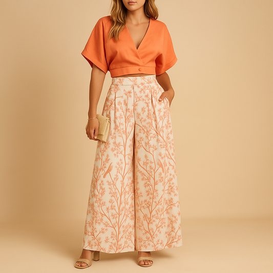 Zomerset voor Dames met Bloemenprint en Wijde Broek